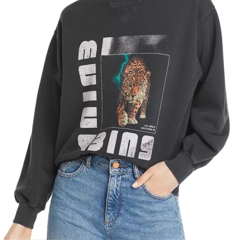 ANINE BING rare wild cat crewneck sweatshirt